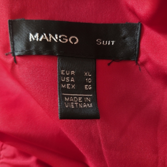 Mango Asymmetrical Red Dress with Blue Lace Size XL - Picture 6 of 6